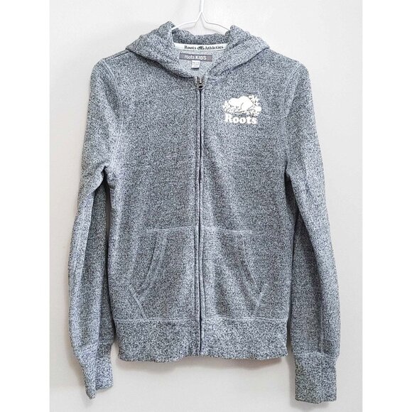 Roots Kids Full Zip Up Hoodie Sweatshirt Gray Beaver Logo Size XXL (13-14 Years) - Picture 1 of 4
